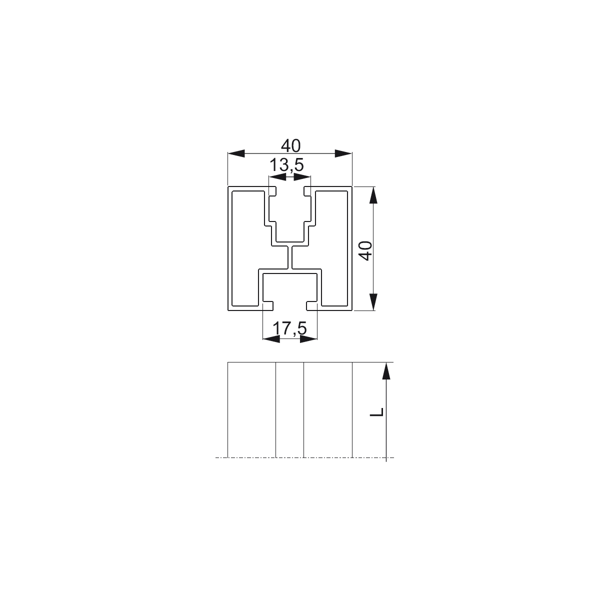 Profil aluminiowy PAL40H40/3,3 894633