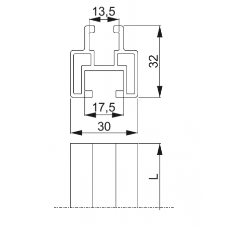 Profil aluminiowy PAL30H32/3,15 - wymiary