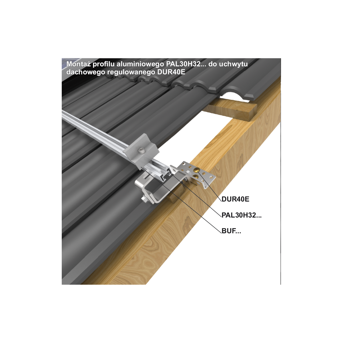 Profil aluminiowy PAL30H32/3,15 - podparcie paneli w konstrukcjach na dachy skośne