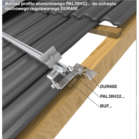Profil aluminiowy PAL30H32/3,15 - podparcie paneli w konstrukcjach na dachy skośne