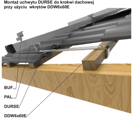 DURSE 898141 - Uchwyt dachowy regulowany, zastosowanie na dachu z dachówką ceramiczną