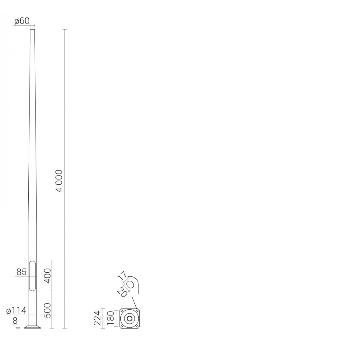 Słup aluminiowy SAL-4/B60 4m 42102/C45