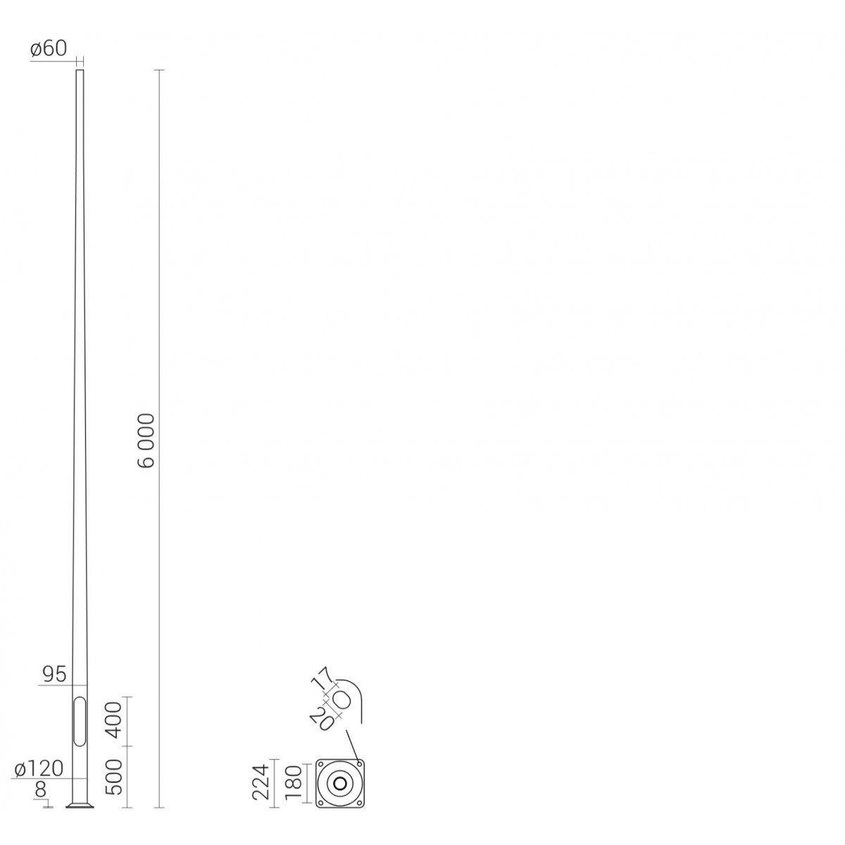 Słup aluminiowy SAL-6/B60 6m 42207/C45