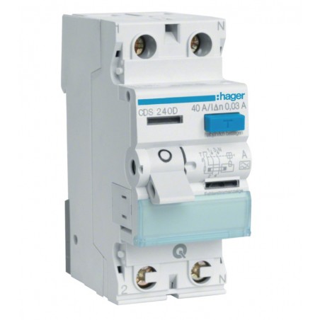 Wyłącznik różnicowoprądowy Typ A 1P+N 40A/30mA QuickConnect CDS240D